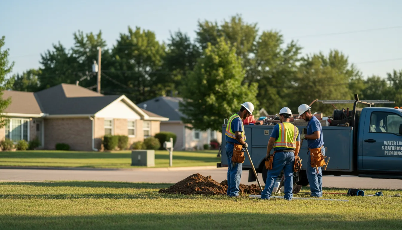 Residential water line and bathroom plumbing service in Roland, OK